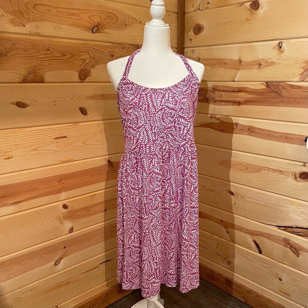 Tommy Bahama Pink Leaf-Print Halter Mini Dress